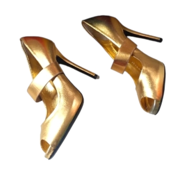 D&G Vintage Gold Peep Toe Leather Heels Size EU36 - Picture 15 of 15